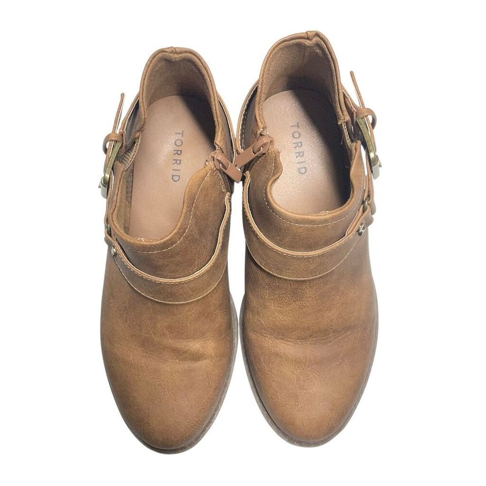 Torrid Tan Low Heel Ankle Strap Booties - Wide - Picture 3 of 6